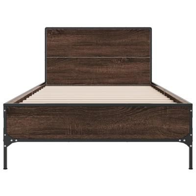 Bedframe bewerkt hout metaal bruin eikenkleur 120x190 cm