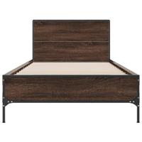 Bedframe bewerkt hout metaal bruin eikenkleur 120x190 cm - thumbnail