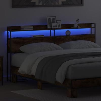 Hoofdbord met plank Gerookt eiken 180 cm Bewerkt hout