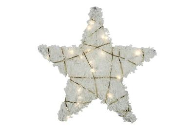 Kerstster met 20 leds warm-wit sneeuw glittergoud Kerstster met 20 leds warm-wit sneeuw glittergoud