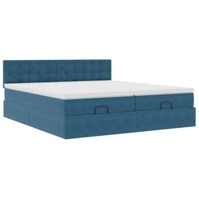 Ottoman bed met matrassen 180x200cm fluweel donkerblauw