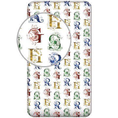 Harry Potter Hoeslaken Wit - Eenpersoons - 90 x 200 cm - Katoen