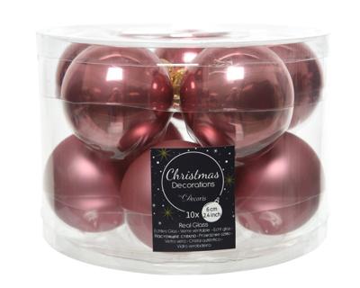 Decoris kerstballen glas roze 6cm 10st