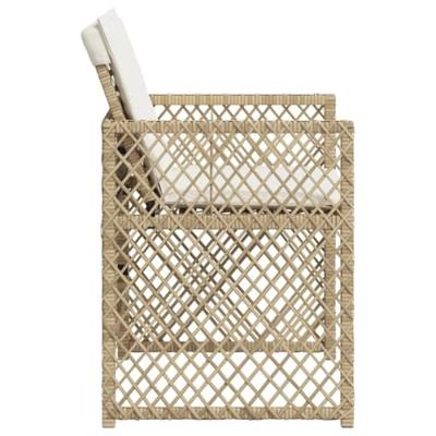 Tuinstoelen 4 st met kussens poly rattan beige - thumbnail