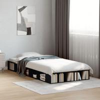 Bedframe bewerkt hout zwart 100x200 cm - thumbnail
