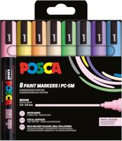 Uni POSCA paintmarker PC-5M, 1,8 - 2,5 mm, etui van 8 stuks in pastelkleuren - thumbnail