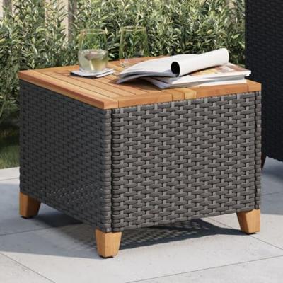 Tuintafel 45x45x37 cm poly rattan en acaciahout zwart