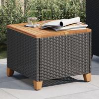 Tuintafel 45x45x37 cm poly rattan en acaciahout zwart - thumbnail
