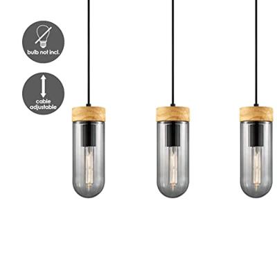 Home sweet home capri hanglamp 3L klein hout/glas - thumbnail