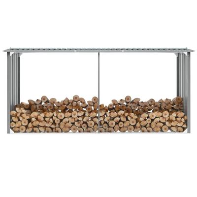 VidaXL Haardhoutschuur 330x92x153 cm gegalvaniseerd staal grijs VidaXL Haardhoutschuur 330x92x153 cm gegalvaniseerd staal grijs