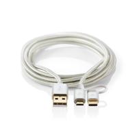 2-in-1-Kabelset voor Synchroniseren, Opladen en AV-Ondersteuning | Adapter Type C | Verguld 1,0 m USB A Male naar USB Micro-B Male-Kabel | Voor Aansluiting van Smartphone en Mobiele Apparaten - thumbnail