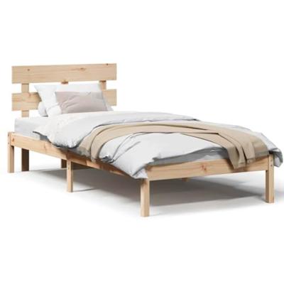 Bedframe met hoofdeinde Bruin 90 x 190 cm Massief grenenhout