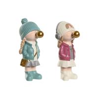 Decoratieve figuren Home ESPRIT Roze Turkoois Gouden 8 x 10 x 20 cm (2 Stuks) - thumbnail
