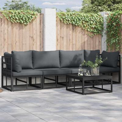 Tuinbankenset 4 pcs Zwart Metaal