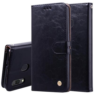 Business Style olie Wax textuur horizontale Flip lederen case voor de Galaxy A30 met houder & card slots & portemonnee (zwart)