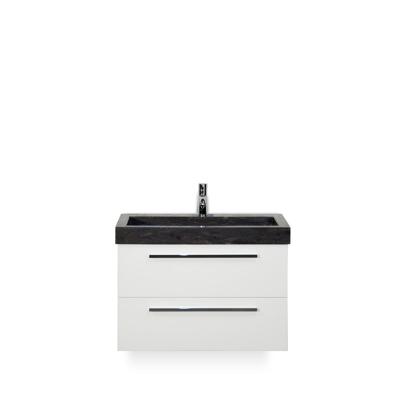 Seville Badmeubelset 80 cm - Wit Hoogglans - Wastafel Hardsteen Wit Lucca