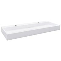 VidaXL Wastafel 120x46x11 cm mineraal gegoten/marmer gegoten wit - thumbnail