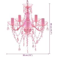 VidaXL Kristallen licht met 5 gloeilampen rosa - thumbnail
