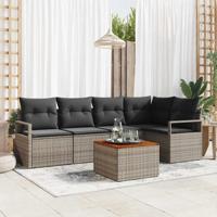 Tuinbankenset met opslag 6 pcs Grijs poly rattan - thumbnail