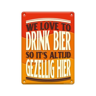 Tekstbord metaal We love to drink bier
