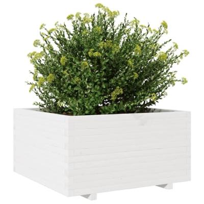 Plantenbak 90x90x49,5 cm massief grenenhout wit