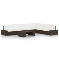 7-delige Loungeset met kussens poly rattan bruin - thumbnail