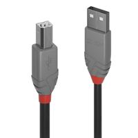 LINDY 36671 USB-kabel USB 2.0 USB-A stekker, USB-B stekker 0.50 m Zwart, Grijs - thumbnail