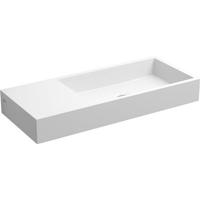 Fontein Clou Mini Wash Me Links 45x19x6cm Mirenaal Marmer Glans Wit (Met Voorbewerkt Kraangat) - thumbnail