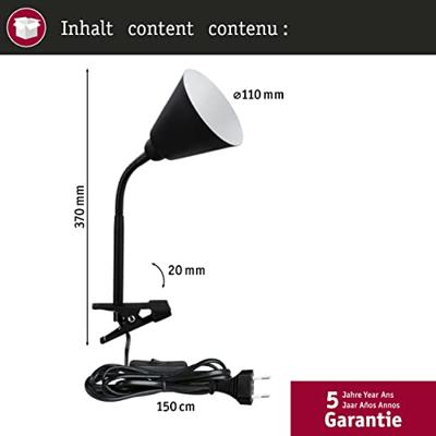 Paulmann Vitis 95430 Klemlamp LED E14 20 W Zwart Paulmann Vitis 95430 Klemlamp LED E14 20 W Zwart