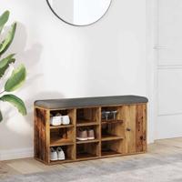 Schoenenbank 102x32x50 cm bewerkt hout oud houtkleurig - thumbnail
