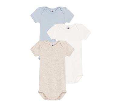 Set van 3 effen body's met korte mouwen baby PETIT BATEAU wit Set van 3 effen body's met korte mouwen baby PETIT BATEAU wit