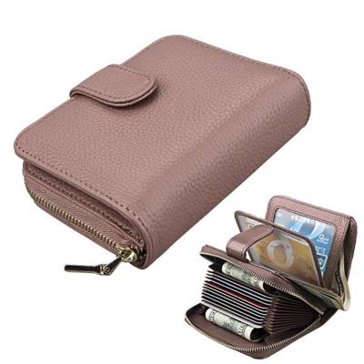 KB132 vrouwelijke stijl volnerf rundleer multifunctionele portemonnee/kaart zak/rijbewijs pakket (roze)