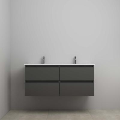 On-Line Onderkast - 120 cm - Voorgemonteerd - Porseleinen Wastafel - 2 Kraangaten - Mat Antraciet