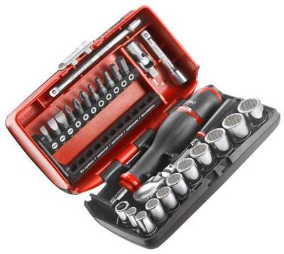 Facom compacte 1/4'' doppenset 12 kant met ratel met stofdichte kop - rl.nano112