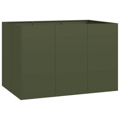 VidaXL Plantenbak 120x80x80 cm staal olijfgroen