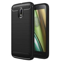 Voor Motorola Moto E3 geborsteld textuur koolstofvezel TPU beschermende Case(Black) - thumbnail