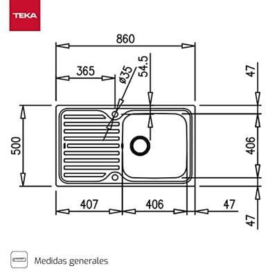 Wastafel met Eén Spoelbak Teka 11119005 11119005