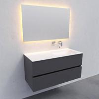 Badkamermeubel Solid Surface BWS Oslo 100x46 cm Rechts Mat Antraciet (zonder kraangaten) - thumbnail