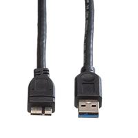 ROLINE USB 3.2 Gen 1 kabel, type, A M - Micro B M, zwart, 0,15 m - thumbnail