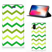 Apple iPhone X | Xs | Hoesje met Magneet | Zigzag Groen - thumbnail