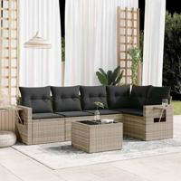 6-delige Loungeset met kussens poly rattan lichtgrijs - thumbnail