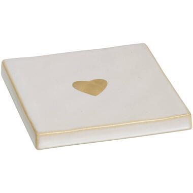 Deco tegel Hart - off-white - Ø10 cm - Leen Bakker