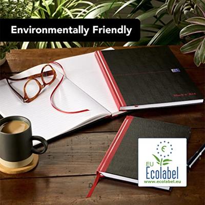 Oxford BLACK N&apos; RED gebonden boek, 192 bladzijden, ft A4, geruit 5 mm