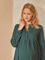 Zwangerschaps- en borstvoedingsjurk met print van katoengaas groen - gelijk aan staal ah20- - thumbnail