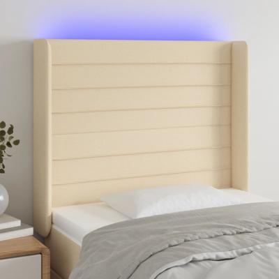 Hoofdbord LED 163x16x78/88 cm stof crèmekleurig