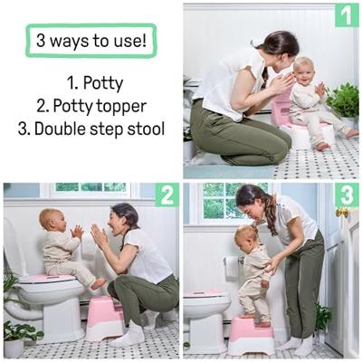 INGENUITY Opstapje en potje met verwijderbare kom, antislip, ergonomische zitting, roze