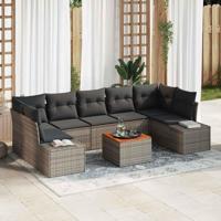 Tuinbankenset met kussen 8 pcs Grijs poly rattan - thumbnail