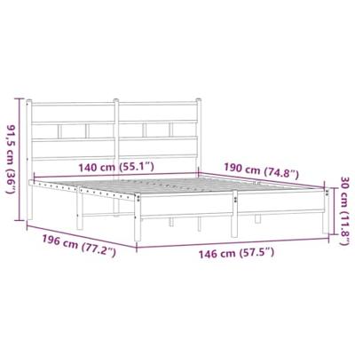 Bedframe zonder matras bewerkt hout bruin eikenkleur 140x190 cm
