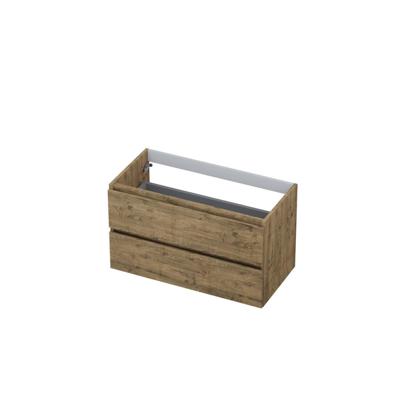 INK - Onderkast 2 Laden Greeploos met Houten Keerlijst - 900x450x520 Mm - Naturel Eiken