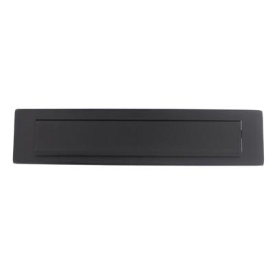 Intersteel briefplaat rechthoekig - met klep/regenrand - 340x75 mm - mat zwart